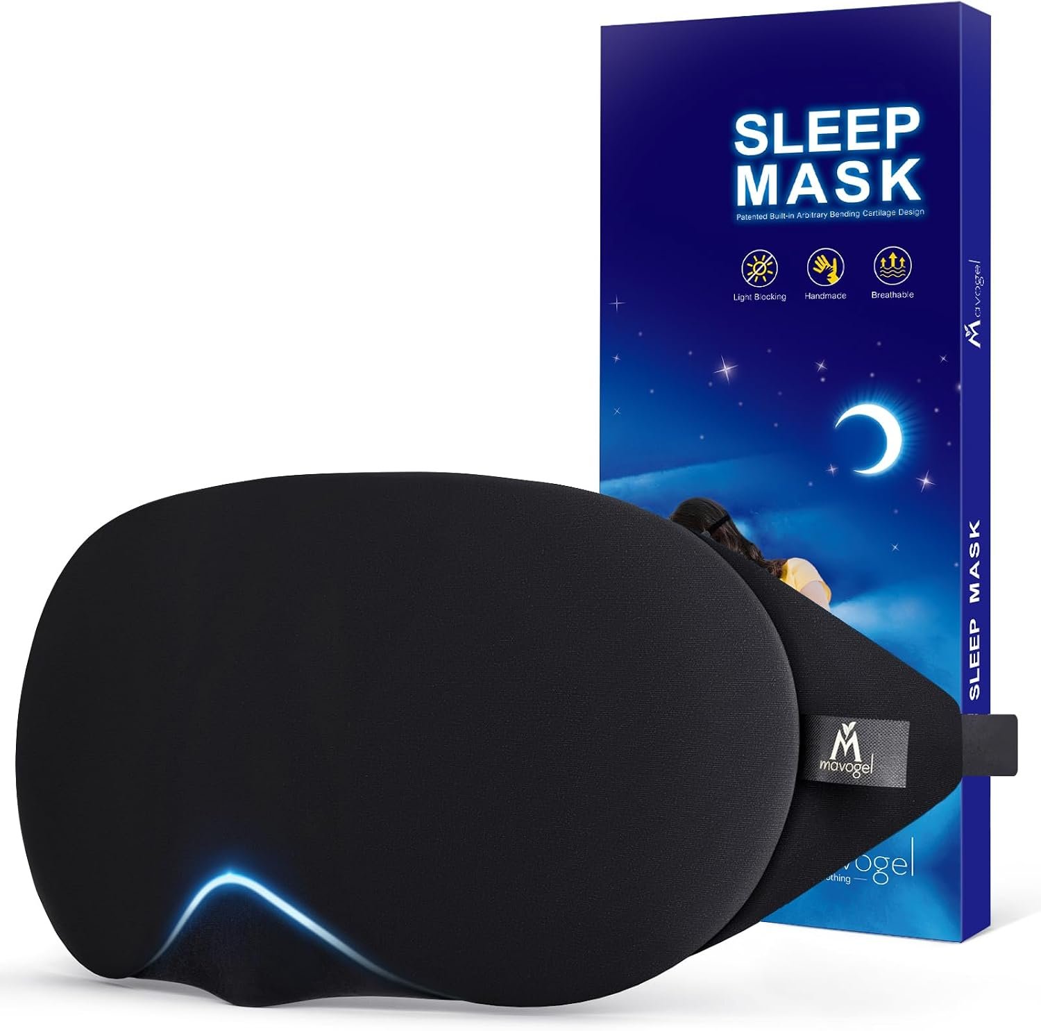 Mavogel Cotton Sleep Eye Mask, Light Blocking with Adjustable Nose Bridge