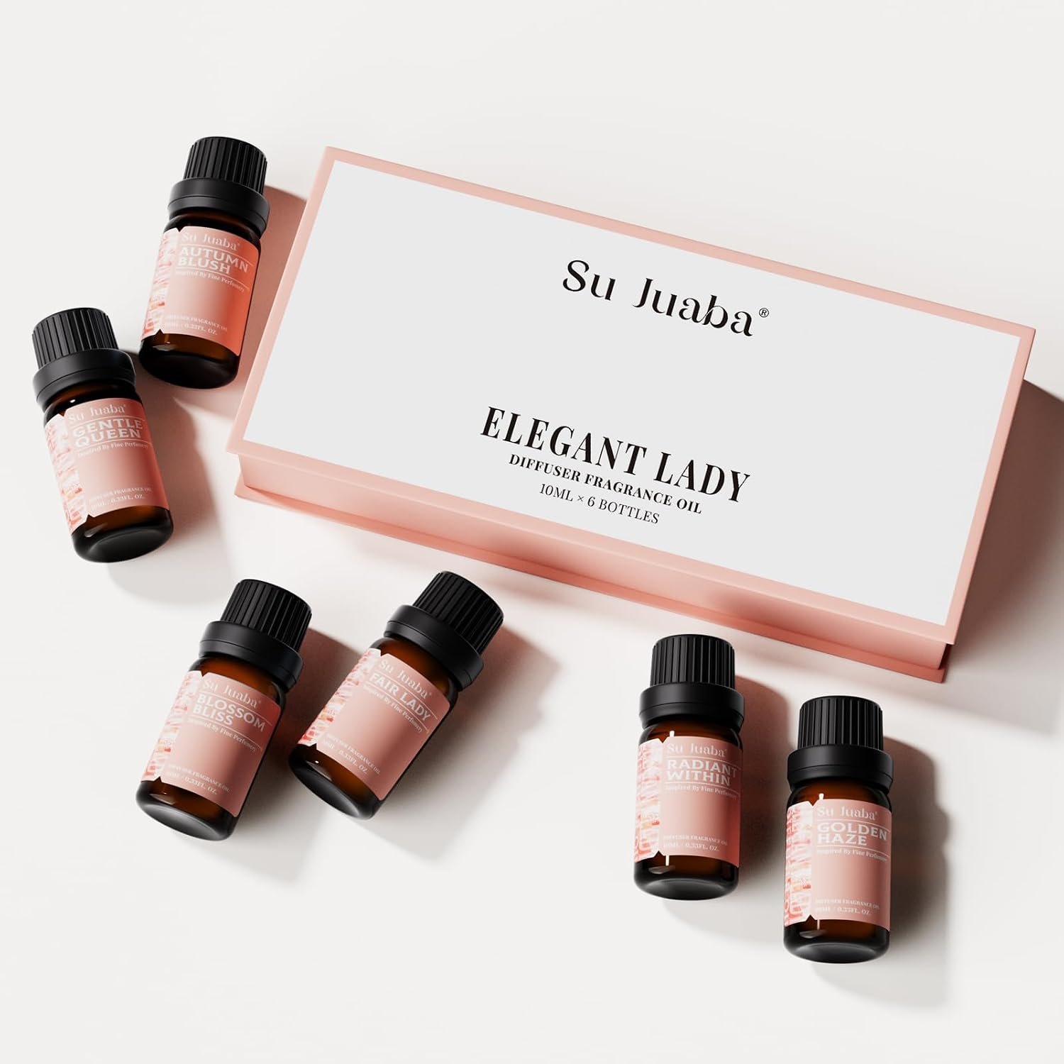 SU JUABA Elegant Lady Diffuser Oil Set, Home Fragrance Gift for Women 10ml