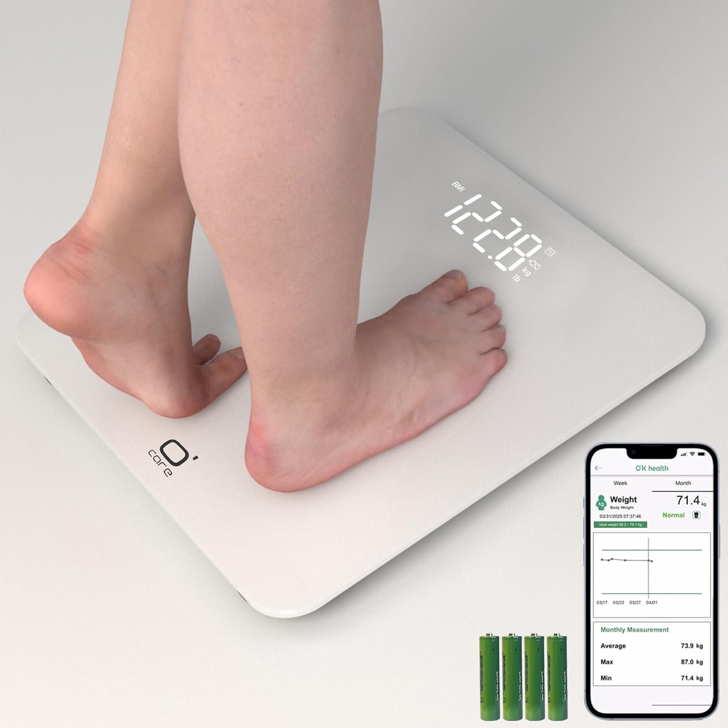 Smart Scale for Body Weight & BMI – High Accuracy LED Digital, White