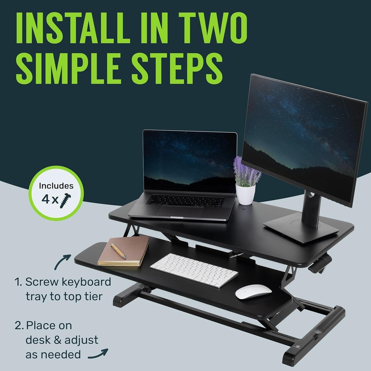 TechOrbits Black 36 in Standing Desk Converter, OF-S06-2