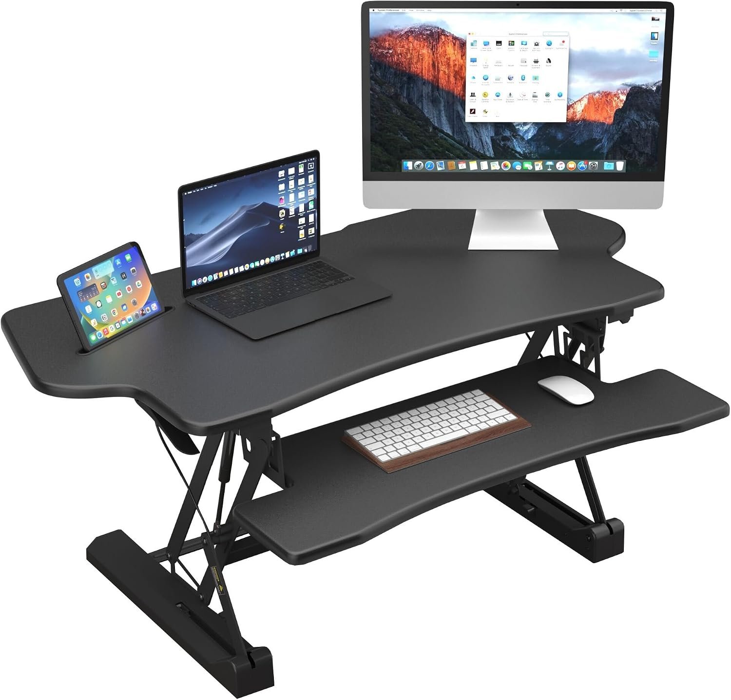 Mount-It! Standing Desk Converter 48″ Wide Sit Stand Extra Large Desk Riser