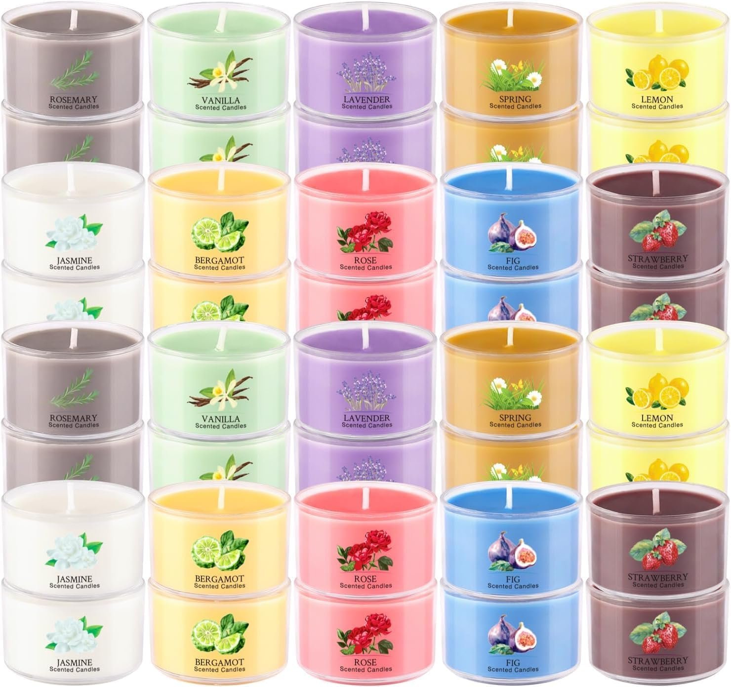 40 Pack Scented Candle Set, 10 Fragrances, 35g Natural Soy Wax Candles with Smokeless Cotton Wicks, Ideal for Home Decor, Yoga, Meditation, Spa & Gifting.Mother’s Day