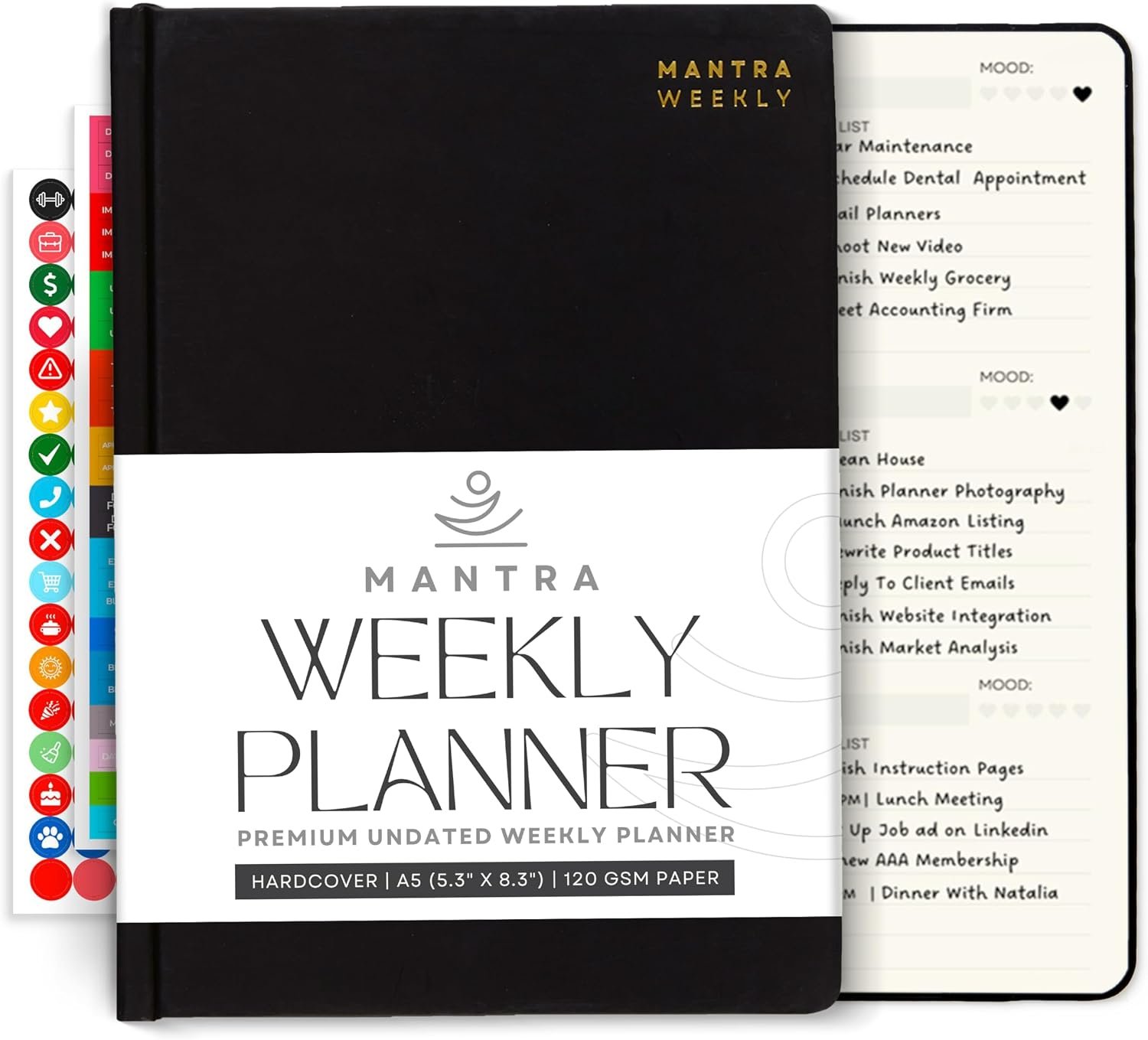2026 Planner, Daily Journal & Gratitude Journal All-In-One with To Do List, Self Care Prompts & Habit Tracker – 5.8 x 8.3 – Black