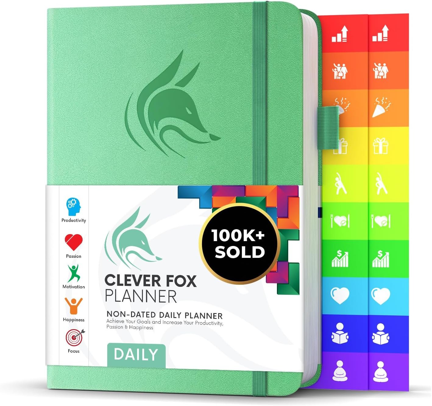 Clever Fox Daily Planner, Undated Professional & College Day, Mint