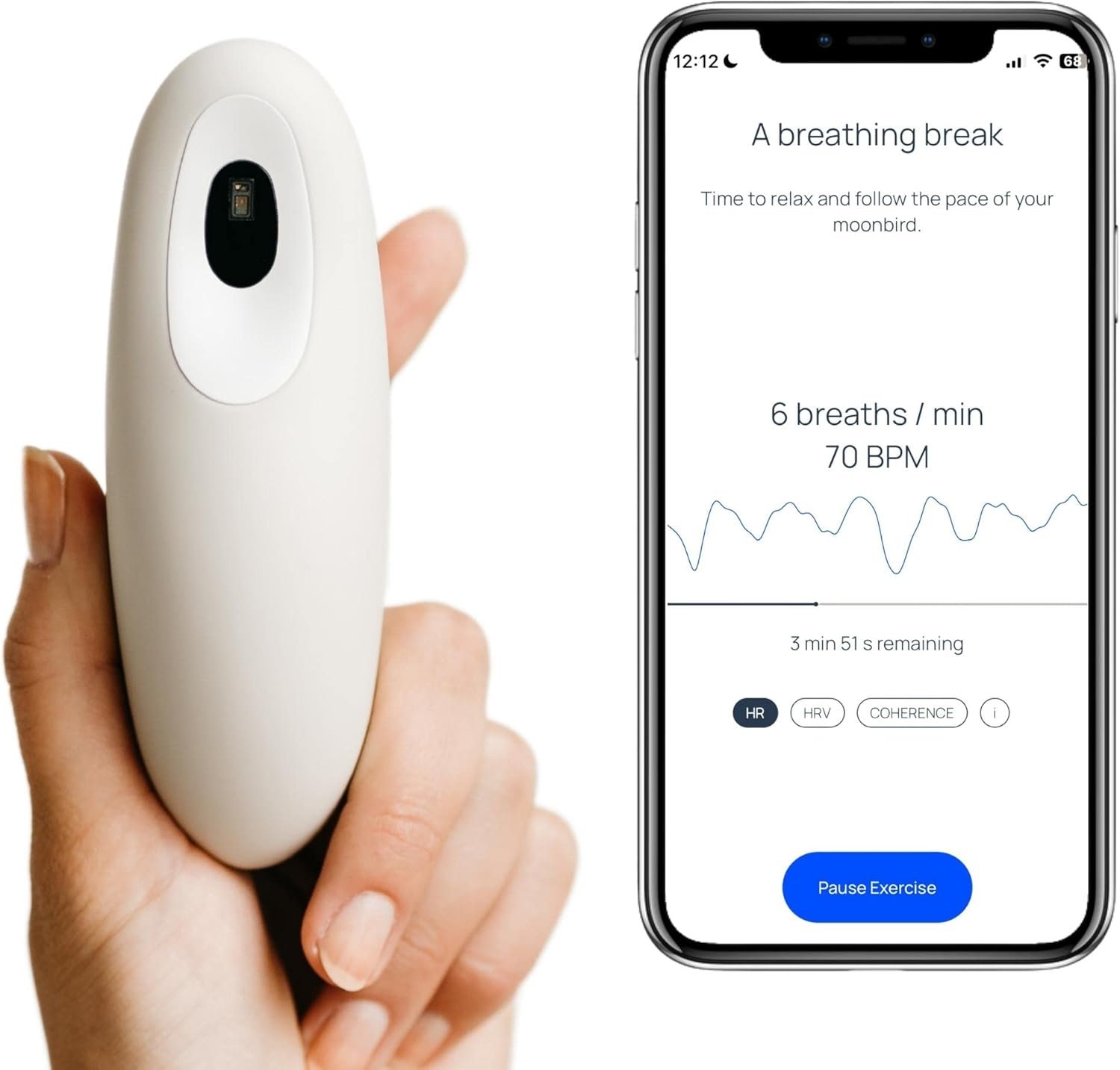 moonbird Handheld Breathing Guide – Rechargeable – Soft White