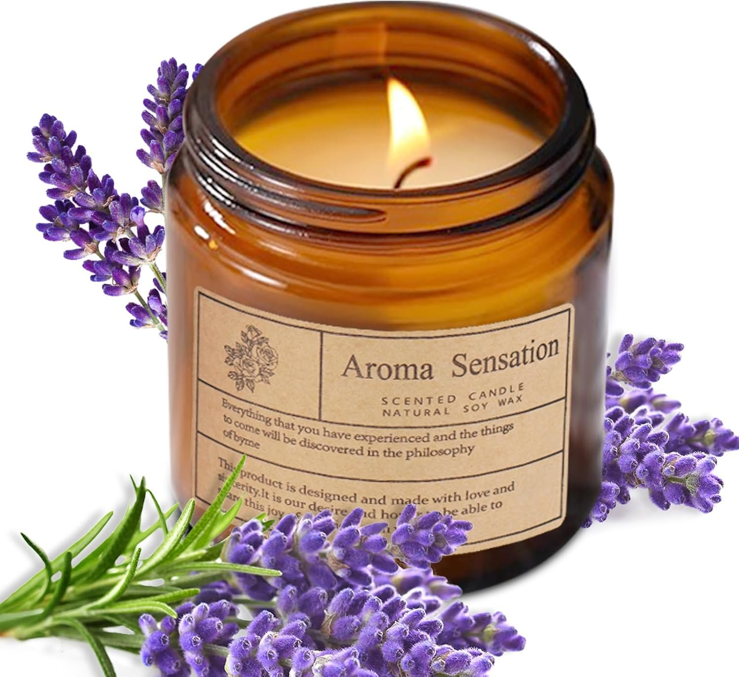 Organic Lavender Candles – Non Toxic Soy Candles for Home, Stress Relief & Meditation (7oz)
