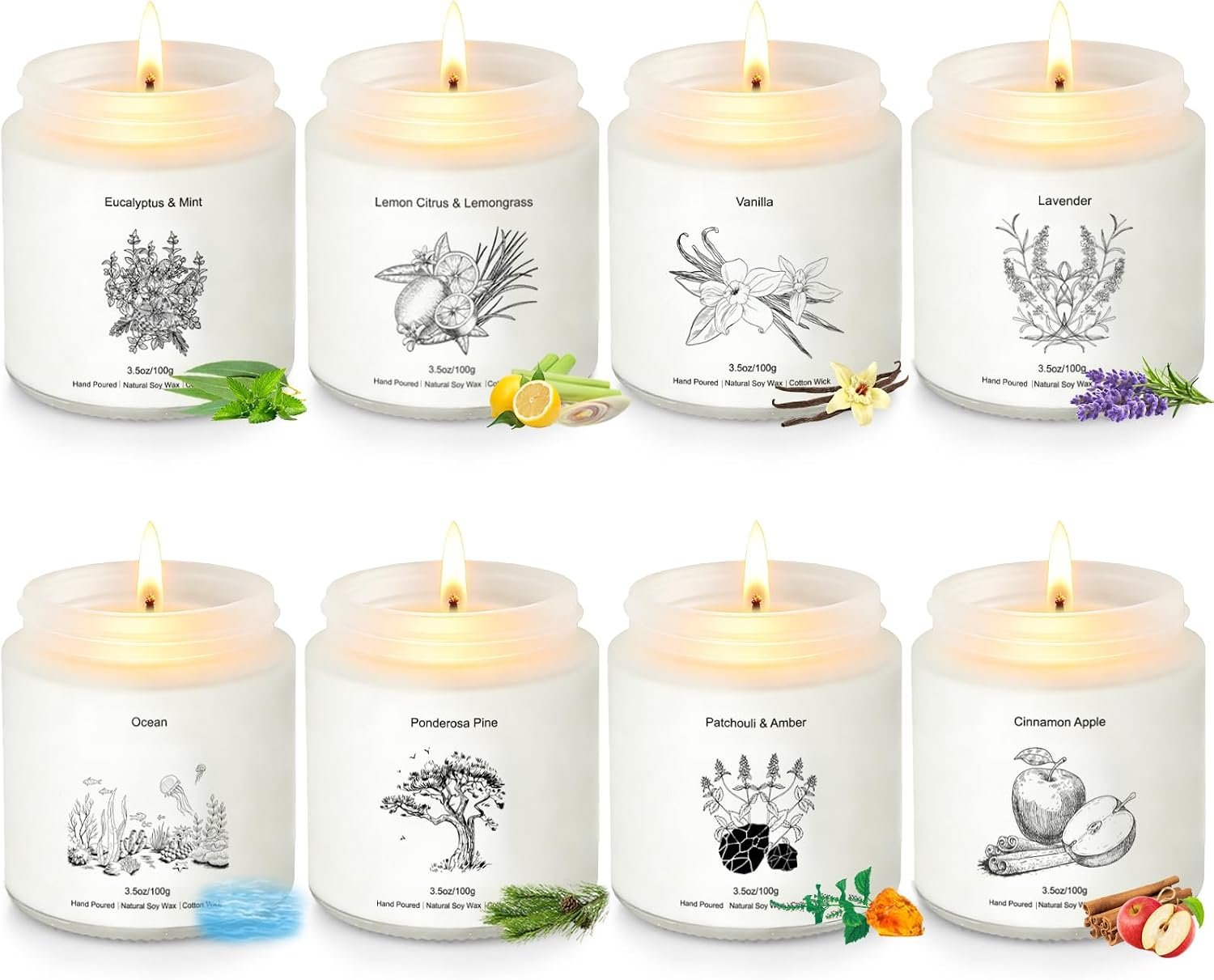 Candles Gift Set,8 Pack Long Lasting Soy Candles for Home,Natural Aromatherapy Candles with Relaxing Scents,Perfect Spa Gifts for Women