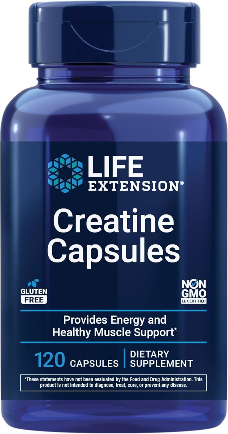 Life Extension Creatine Capsules, Creatine Monohydrate, 120 Capsules