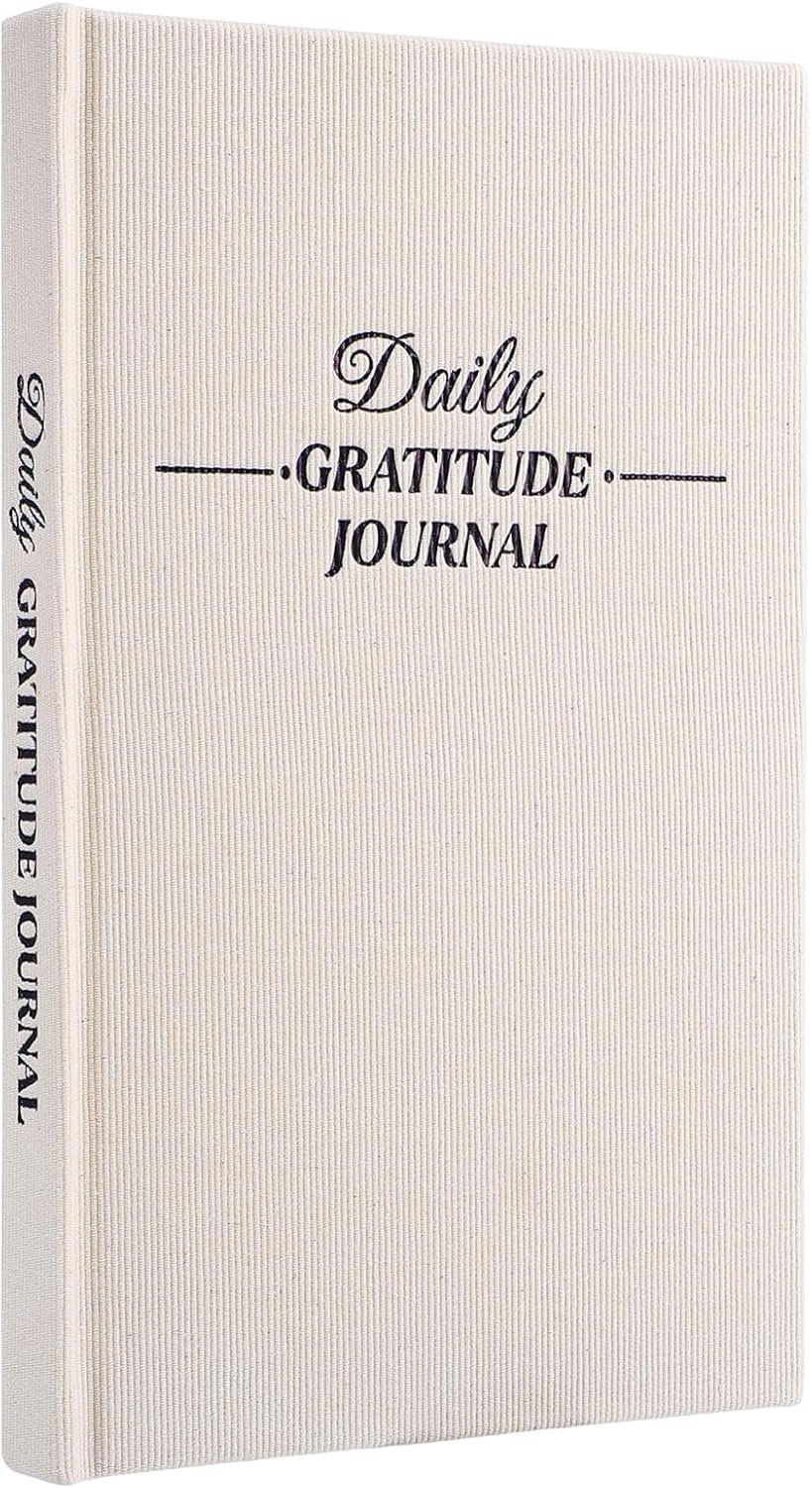 Thboxes Daily Gratitude Journal for Women & Men, 8.4 X 5.7 Inch Undated for Happiness, Mindfulness, Reflection, Daily Affirmations, Off White