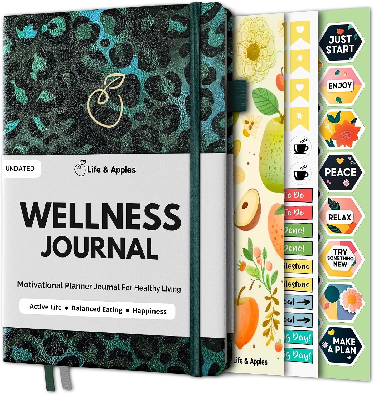 Life & Apples Wellness Journal, Food Diary & Fitness Planner, Leopard