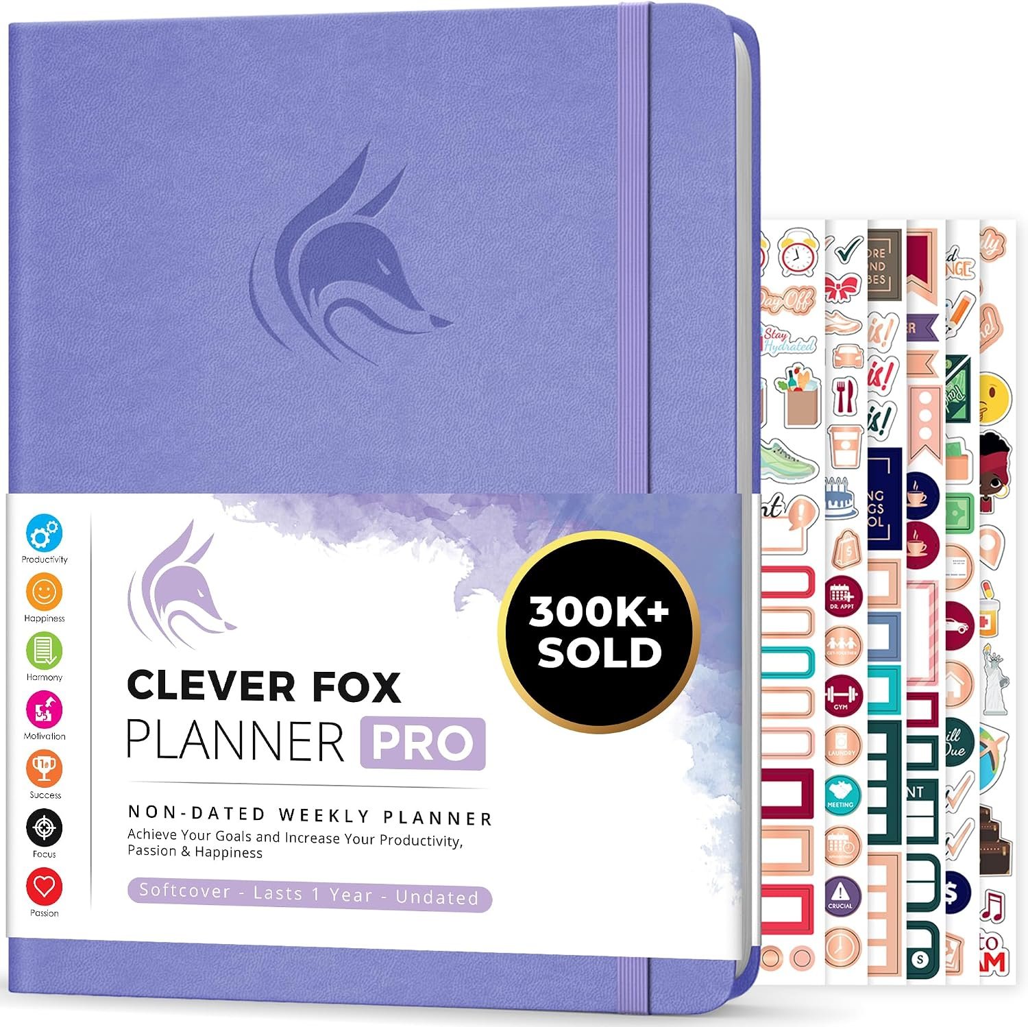 Clever Fox Planner PRO, Undated Weekly Planner, 8.5×11 Lavender