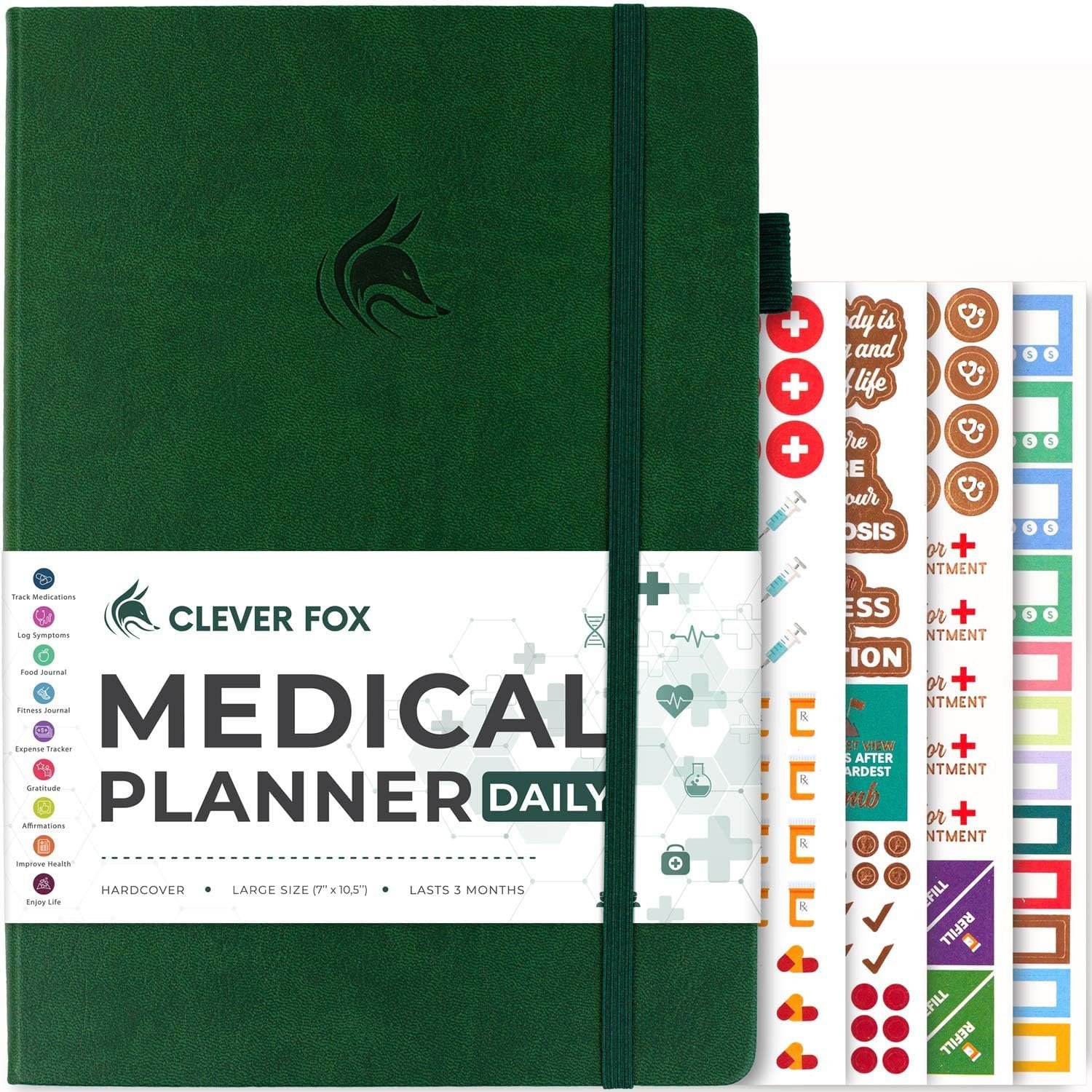 Clever Fox Medical Planner Daily Health Journal & Symptom Tracker, Green