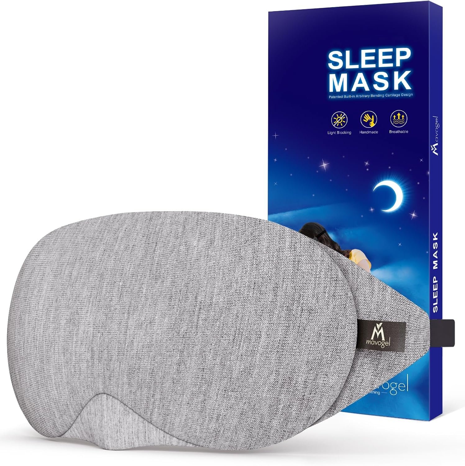 Mavogel Cotton Sleep Eye Mask, Light Blocking with Adjustable Nose Bridge