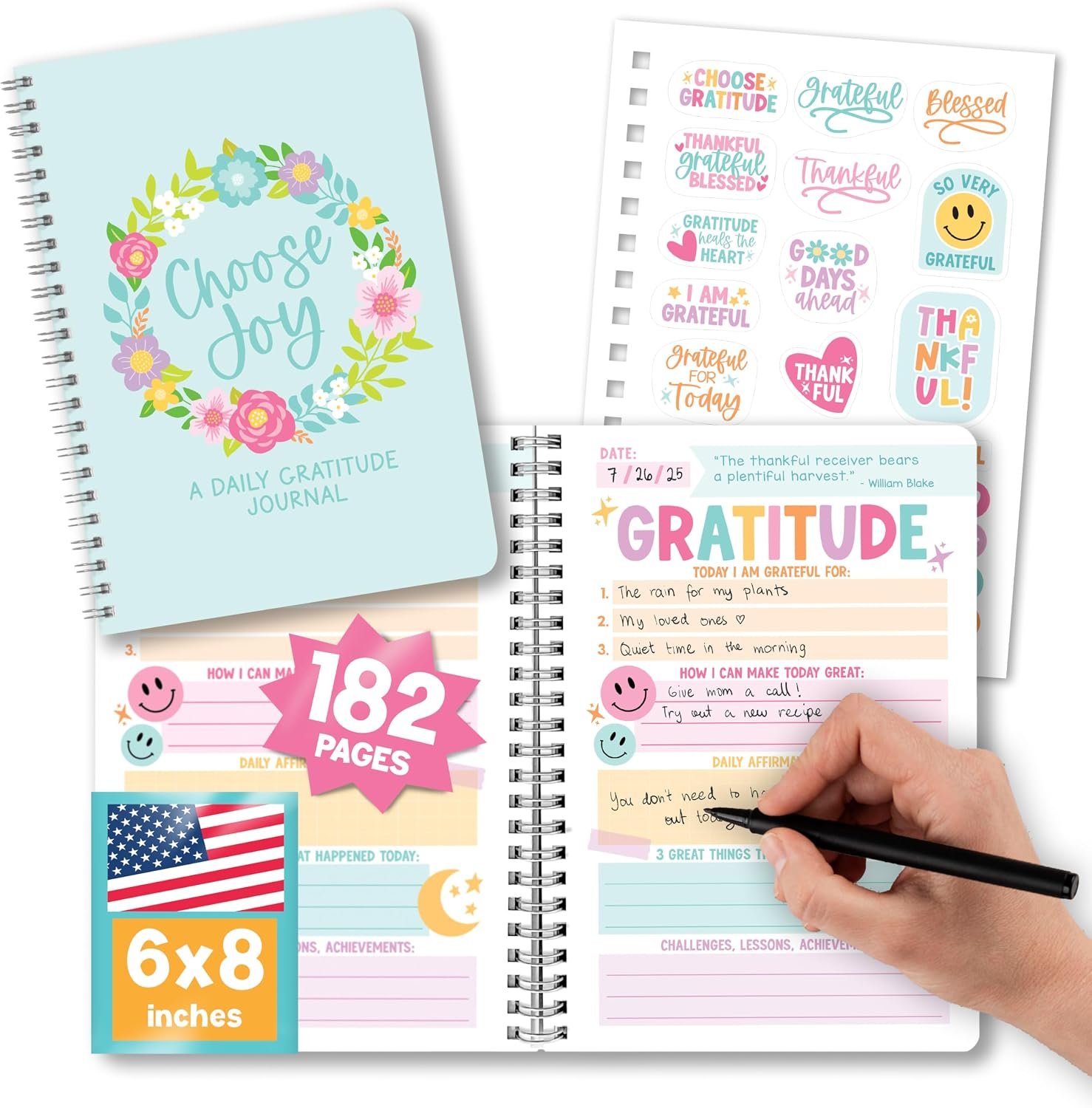 Hadley Designs Daily Gratitude Journal for Women with Prompts