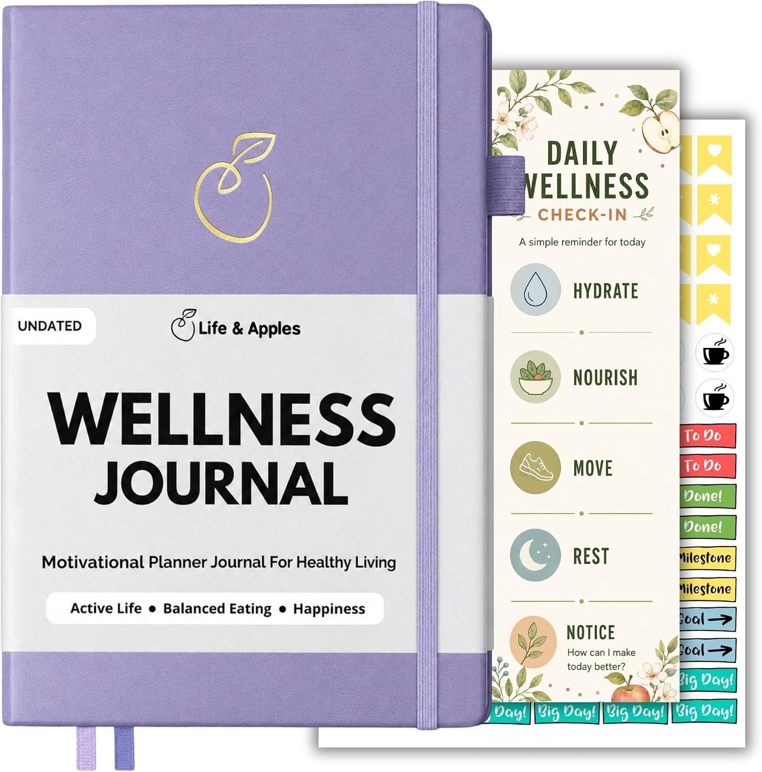 Life & Apples Wellness Journal, Food Diary & Fitness Planner, Lavender