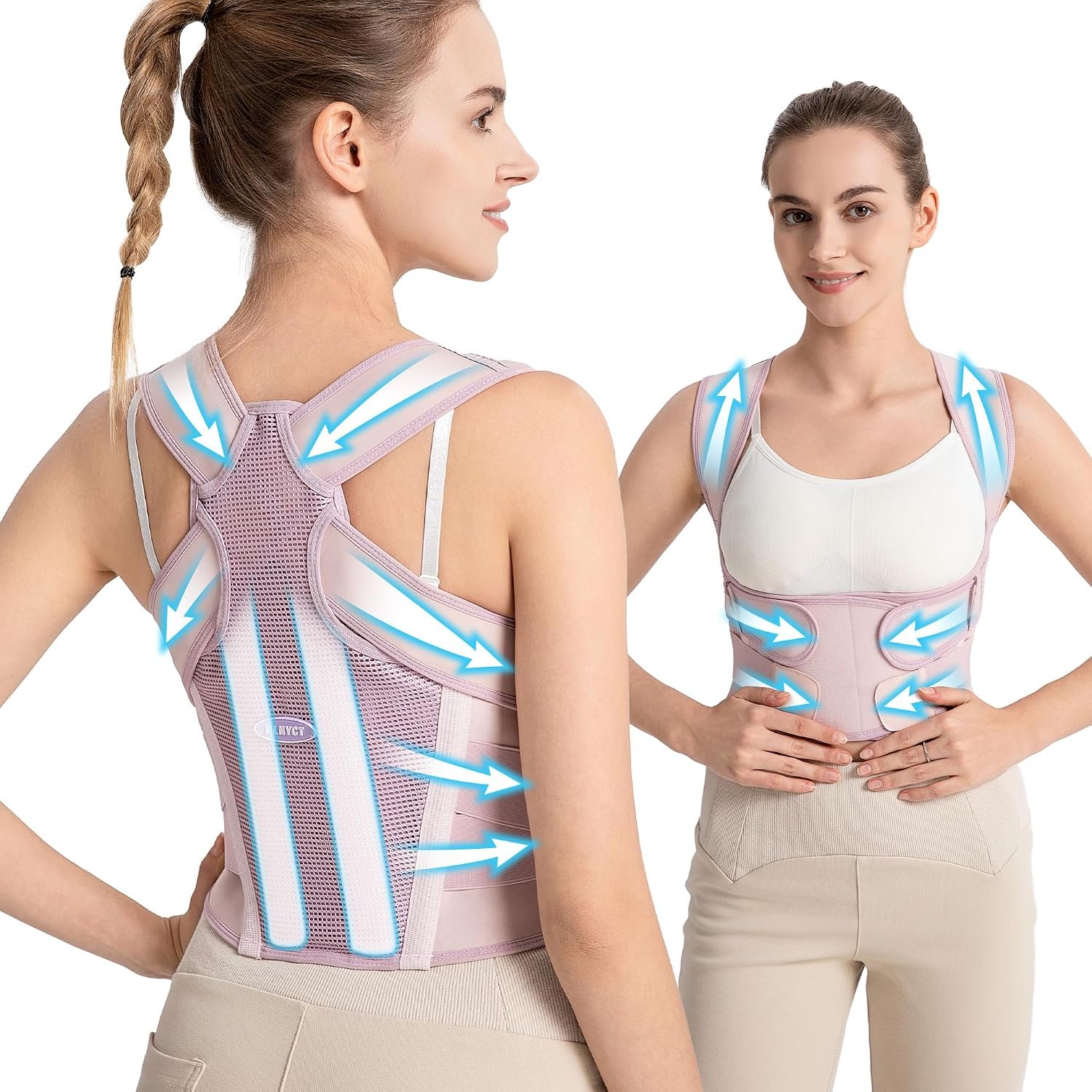 NLNYCT Posture Corrector for Women – 2-in-1 Back Brace with Shoulder Support, Adjustable Full Back Straightener for Upper & Lower Back Pain Relief, Hunchback, Scoliosis & Spine Alignment (S/M)