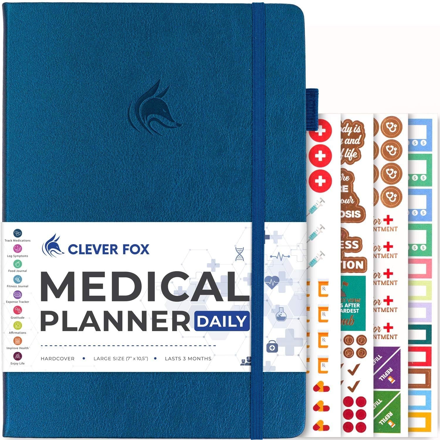 Clever Fox Medical Planner Daily Health Journal & Symptom Tracker, Blue