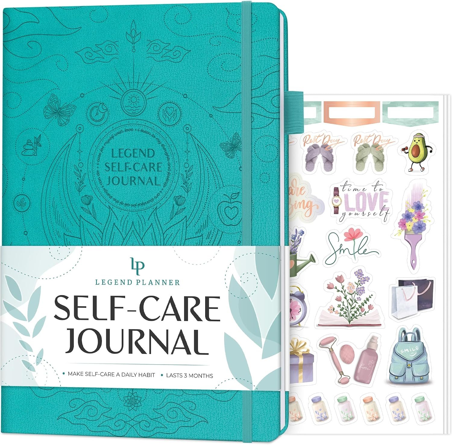 Legend Self-Care Journal for Women, Daily Mental Health Diary, Turquoise