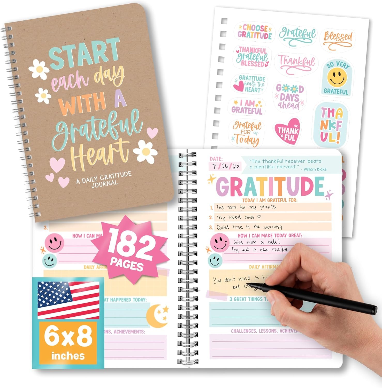 Hadley Designs Daily Gratitude Journal for Women with Prompts