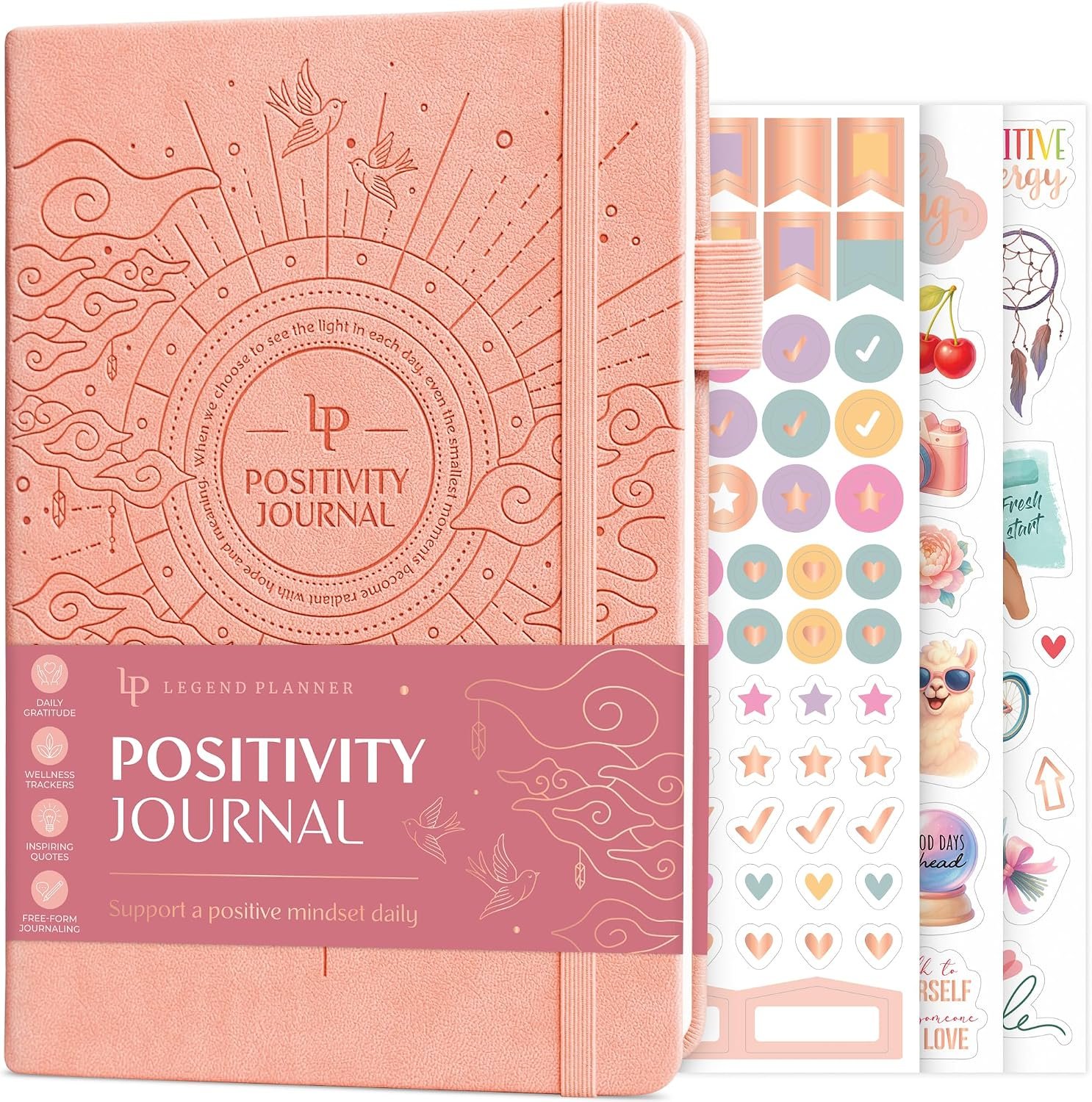 Legend Positivity Journal, Gratitude, Mental Health, Self-care Light Pink