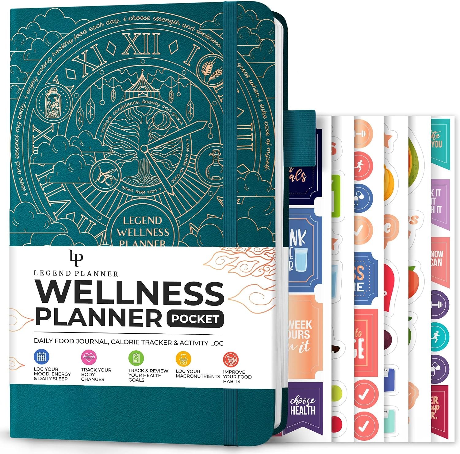 Legend Food Journal, Weight Loss & Meal Tracking Diary 3.9×6.3 Dark Teal