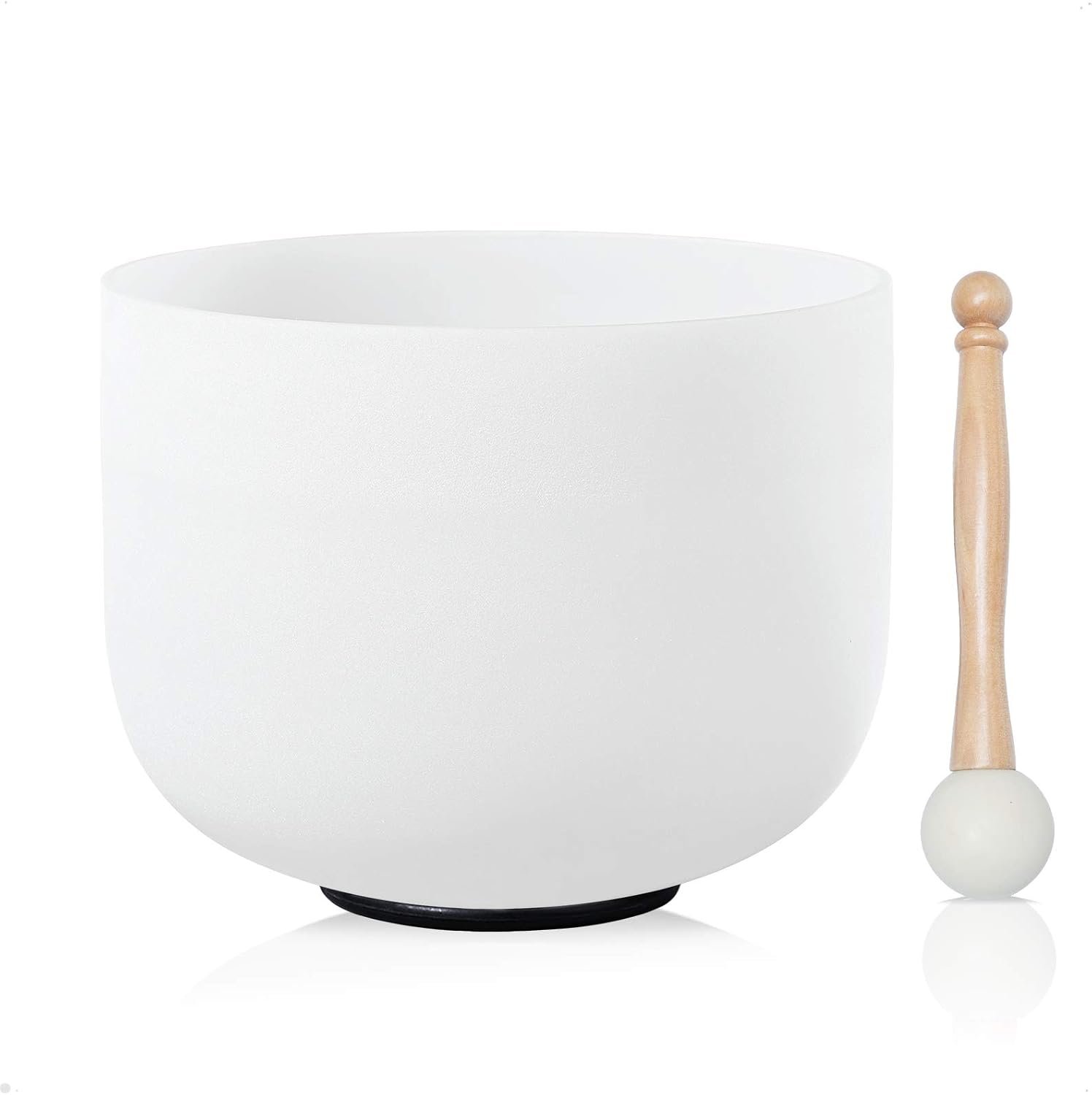 CVNC Crystal Singing Bowl White 8 Inch C Note 440HZ Root Chakra