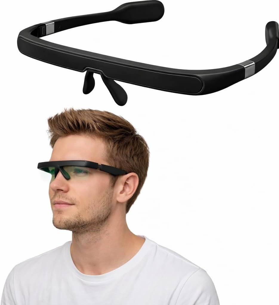 Pegasi 2 – Smart Light Therapy Glasses, Improve Your Sleep in 7 Days, Feather-Light, Research-Backed Blue-Green Light, Boost Energy, Beat Jet Lag (Black)