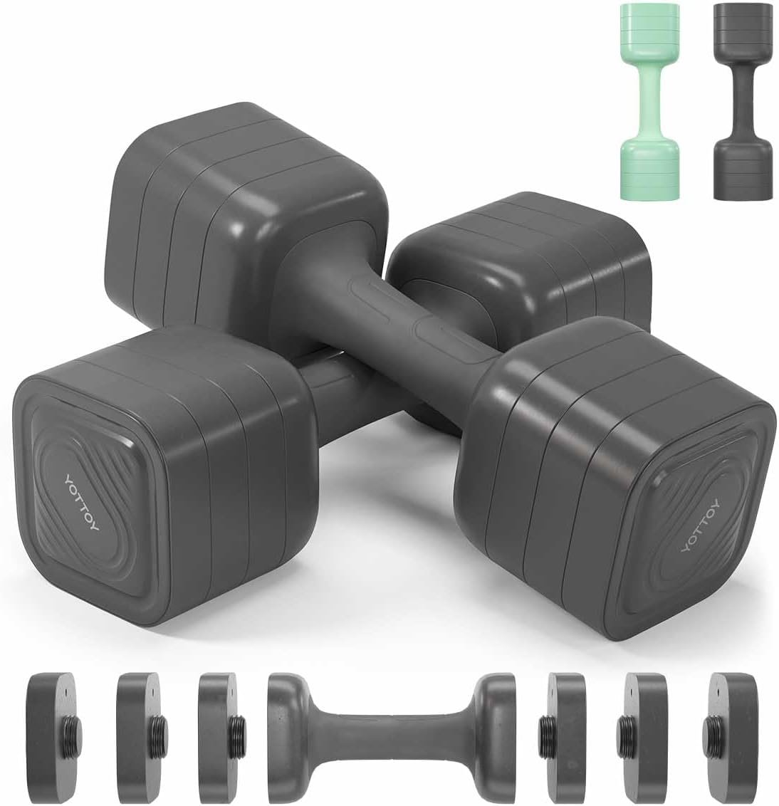 YOTTOY 4 in 1 Free Weights Dumbbell Set, Adjustable Dumbbell Set for Women