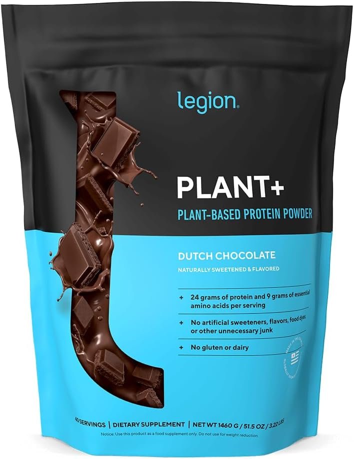 Legion Plant+ Vegan Protein Powder Pea Protein, Chocolate, 40 Servings