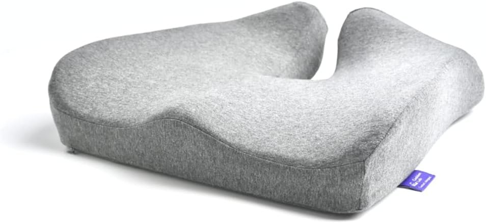 C CUSHION LAB Patented Pressure Relief Seat Cushion for Long Sitting Hours on Office/Home Chair, Car, Wheelchair – Extra-Dense Memory Foam for Hip, Tailbone, Coccyx, Sciatica – Light Grey