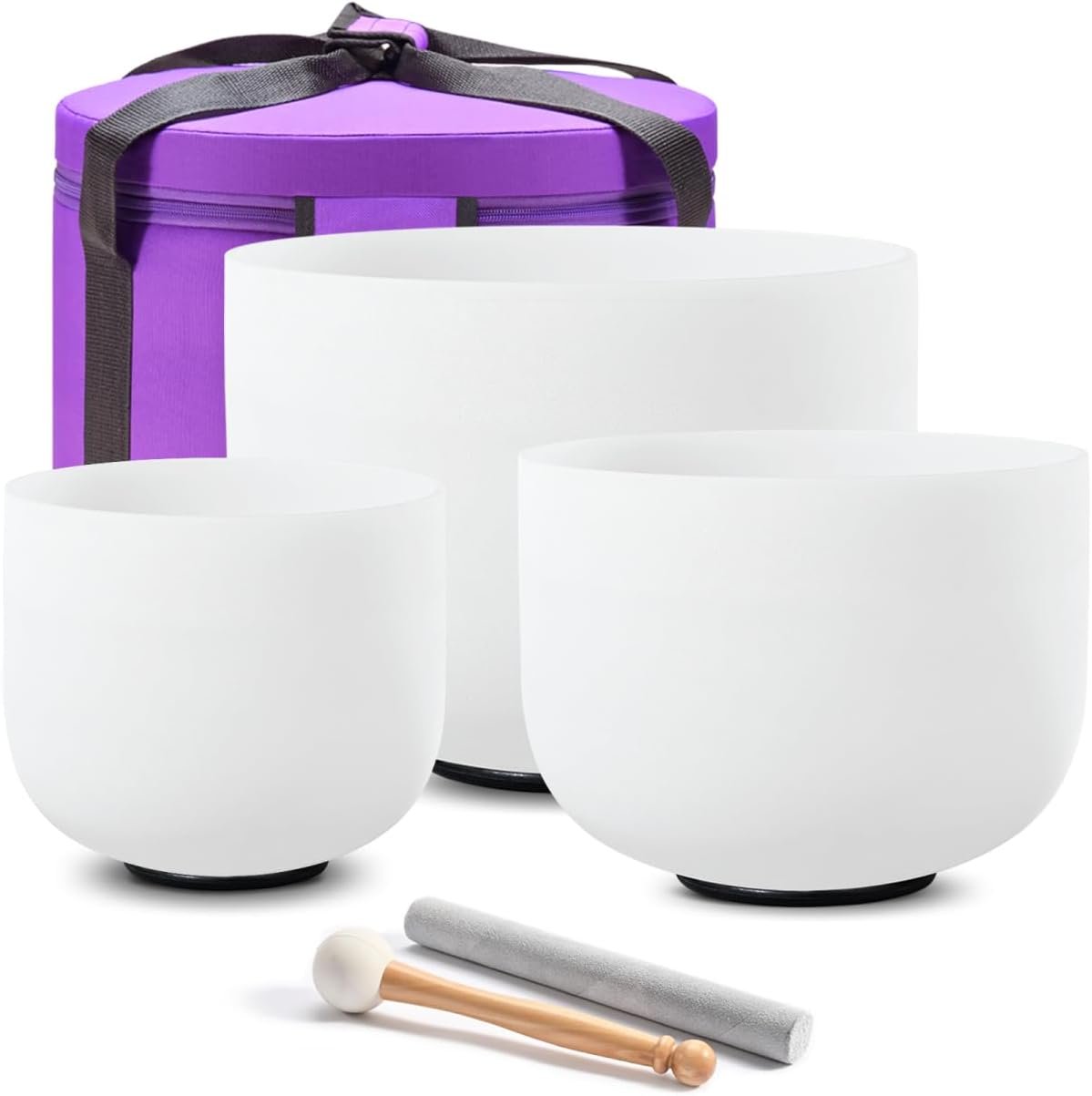CVNC CRYSTAL SINGING BOWLS SET of 3 440HZ 7″ G 9″ E and 11″ C