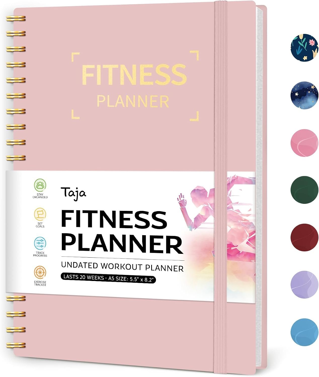 Taja Fitness Workout Journal & Log Book for Women & Men, Fitness Planner