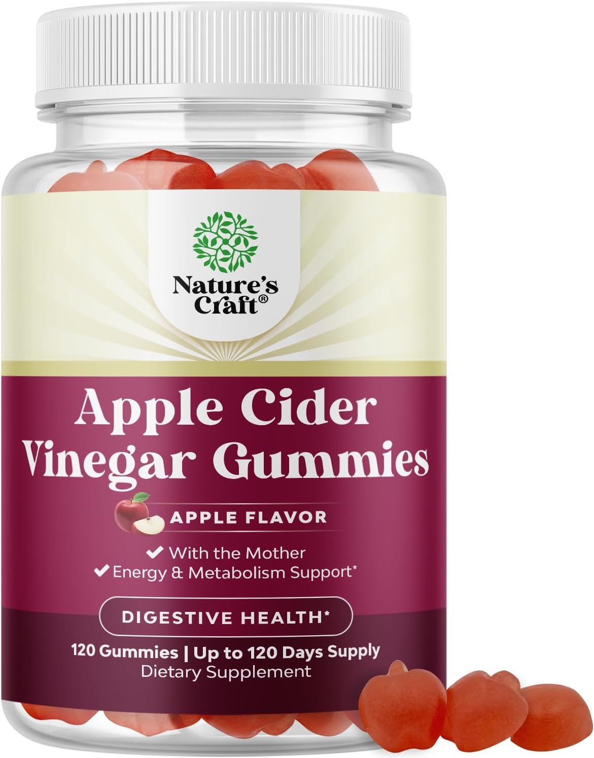 Apple Cider Vinegar Gummies – Energy and Metabolic Support – 120 Count