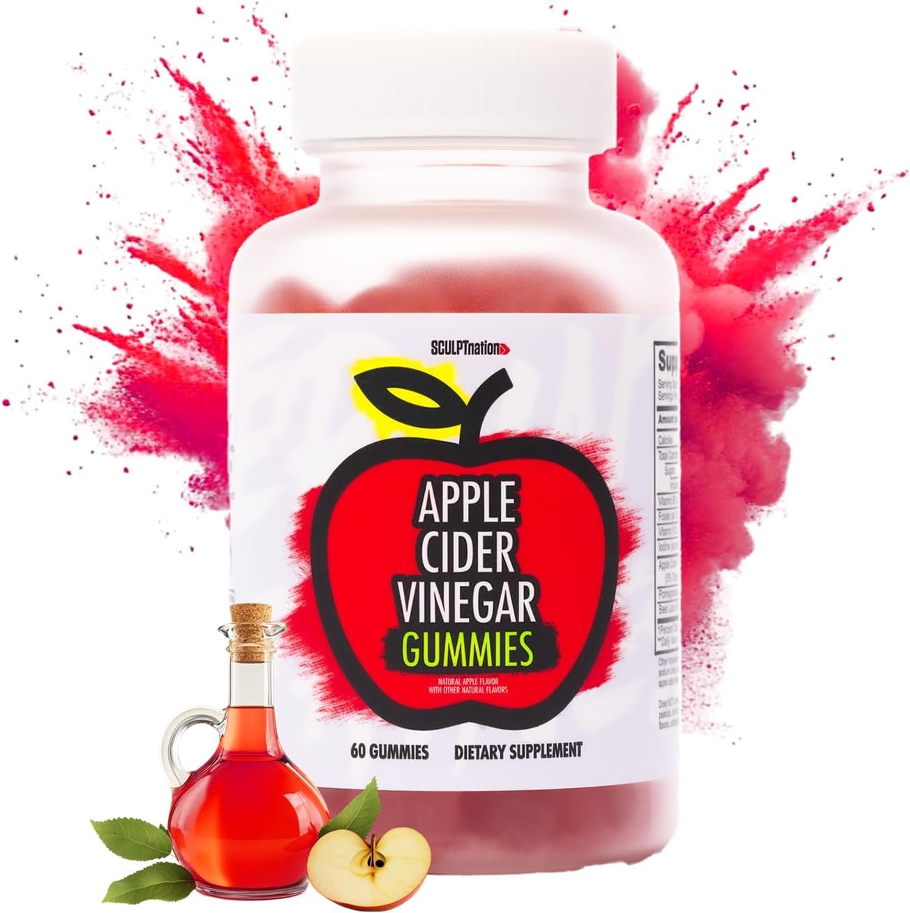 Sculpt Nation by V Shred Apple Cider Vinegar Gummies – Healthy Superfood Snack, Metabolism and Digestion Support – 60 ACV Keto Gummies