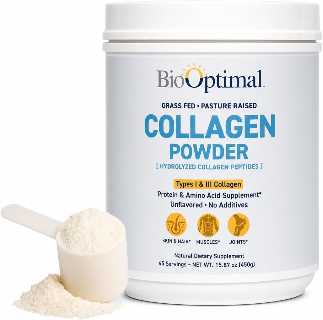 BioOptimal Grass-Fed Hydrolyzed Collagen Powder, Unflavored, Skin & Joints