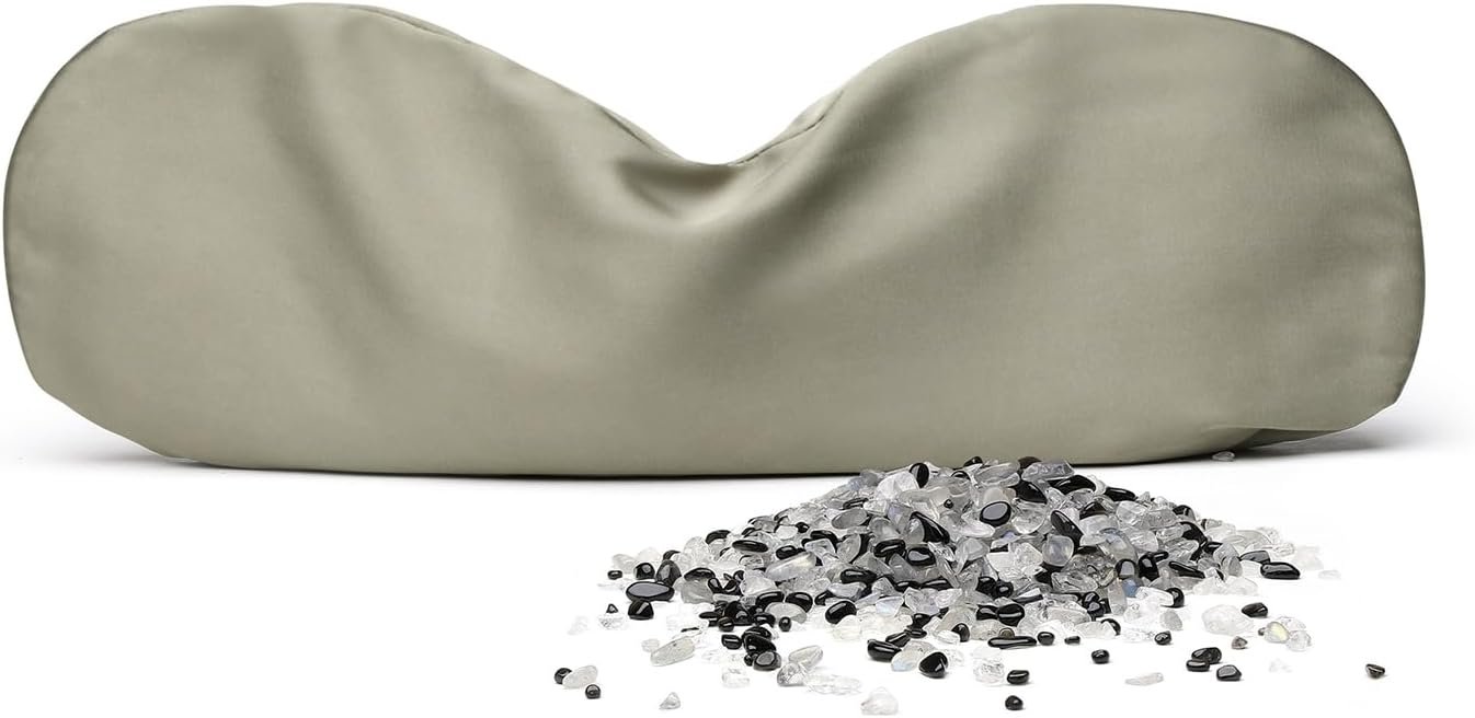Weighted Eye Pillow with Labradorite & Obsidian Fill – Silk Satin Sleep Mask – Meditation & Yoga Eye Cover – Light-Blocking Eye Mask for Rest – Relaxation & Mindful Use