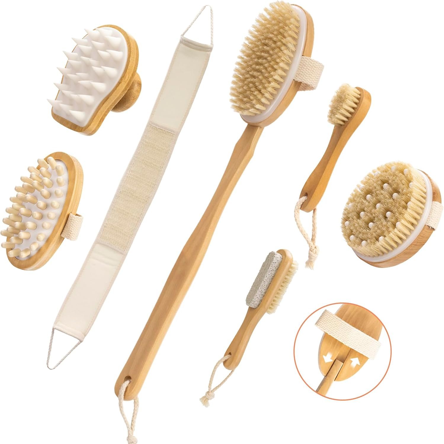 9 Packs Natural Boar Bristle Dry Brush for Lymphatic Drainage
