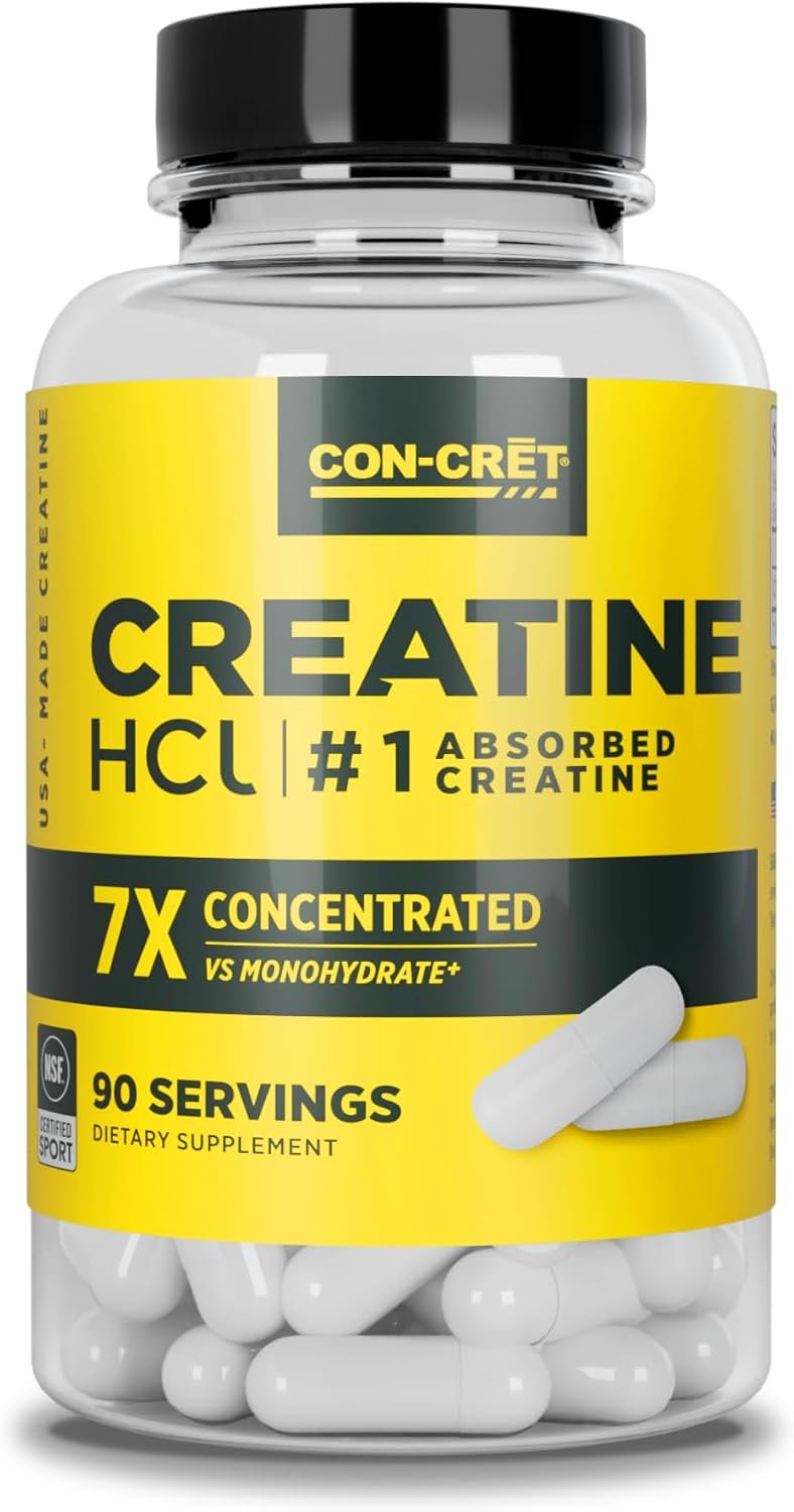 CON-CRET Creatine HCl Capsules for Women and Men, 90 Count