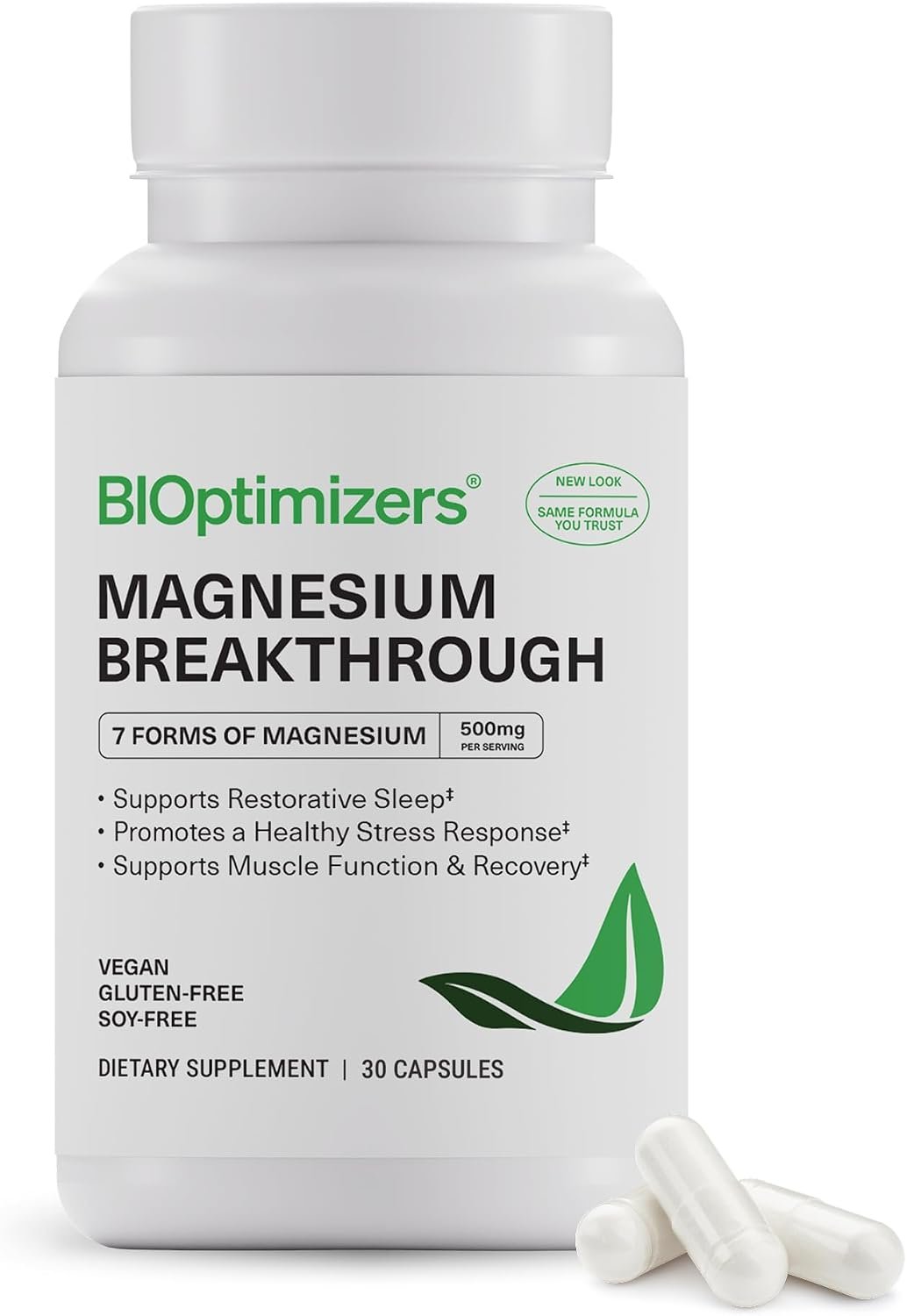 BIOptimizers Magnesium Breakthrough 500mg, 7 Forms of Magnesium 30 Capsules
