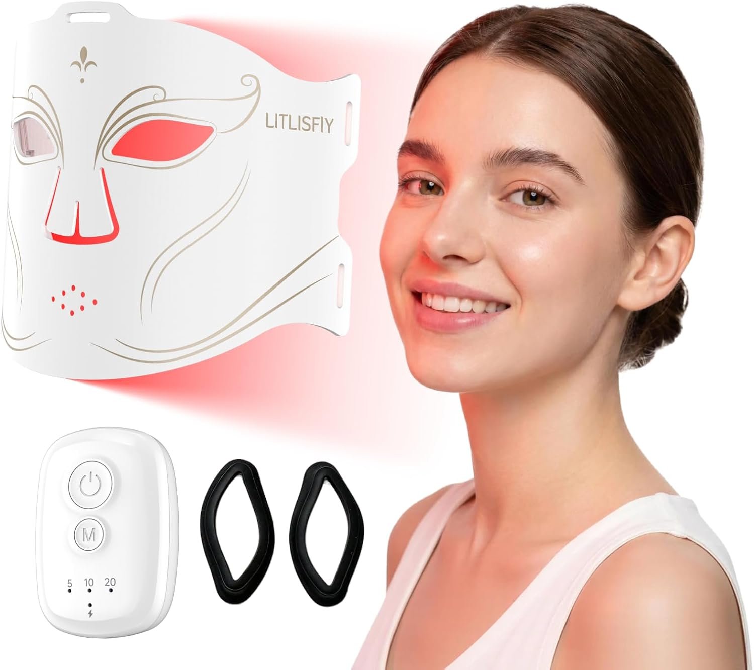 LED Face Mask Light Therapy, Wireless Red Light Therapy Mask, 400 LEDs