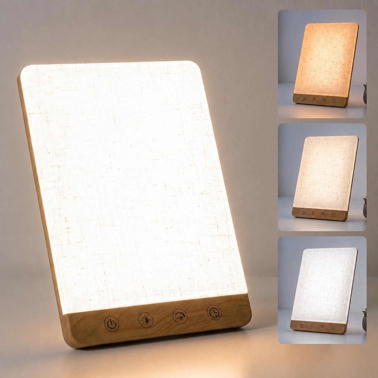 Light Therapy Lamp, 10000 Lux Sun Lamp, UV-Free, 3 Light Color, 5 Brightness, Timer, Frameless Design, Full-Spectrum Sunlight for Home, Office, Shift Worker