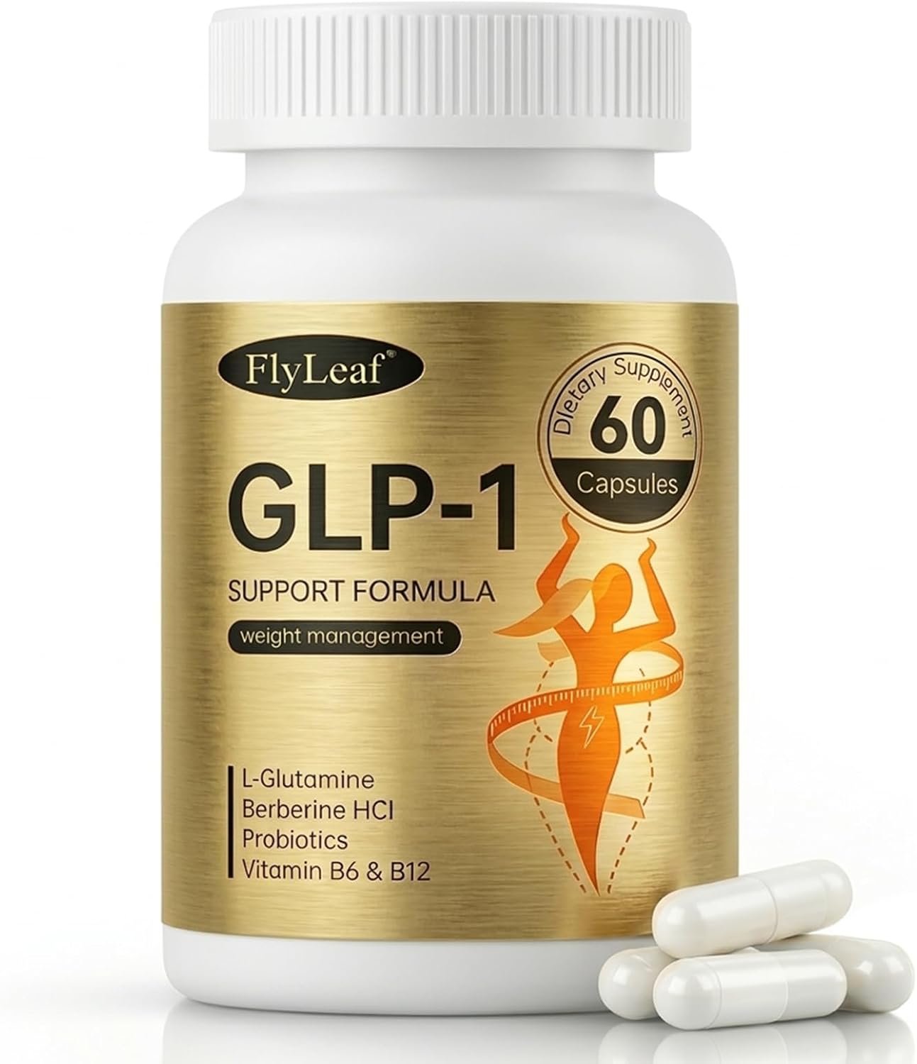 FLYLEAF GLP-1 Supplement for Appetite Control, Daily Weight Management Support – with Berberine HCl, Akkermansia & Probiotics to Help Manage Hunger – Non-GMO, 60 Capsules (1-Month Supply)