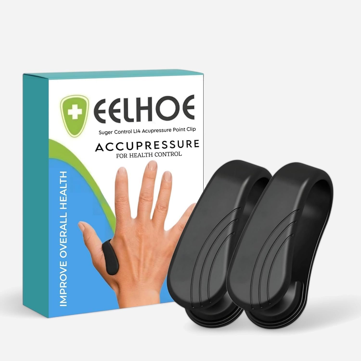 Sugar Control LI4 Acupressure Clip – Portable Wearable Acupressure Point Massager (Pack of 2) – Migraine, Headache, Arthritis & Tension Relief – Natural, Drug‑Free Wellness Device