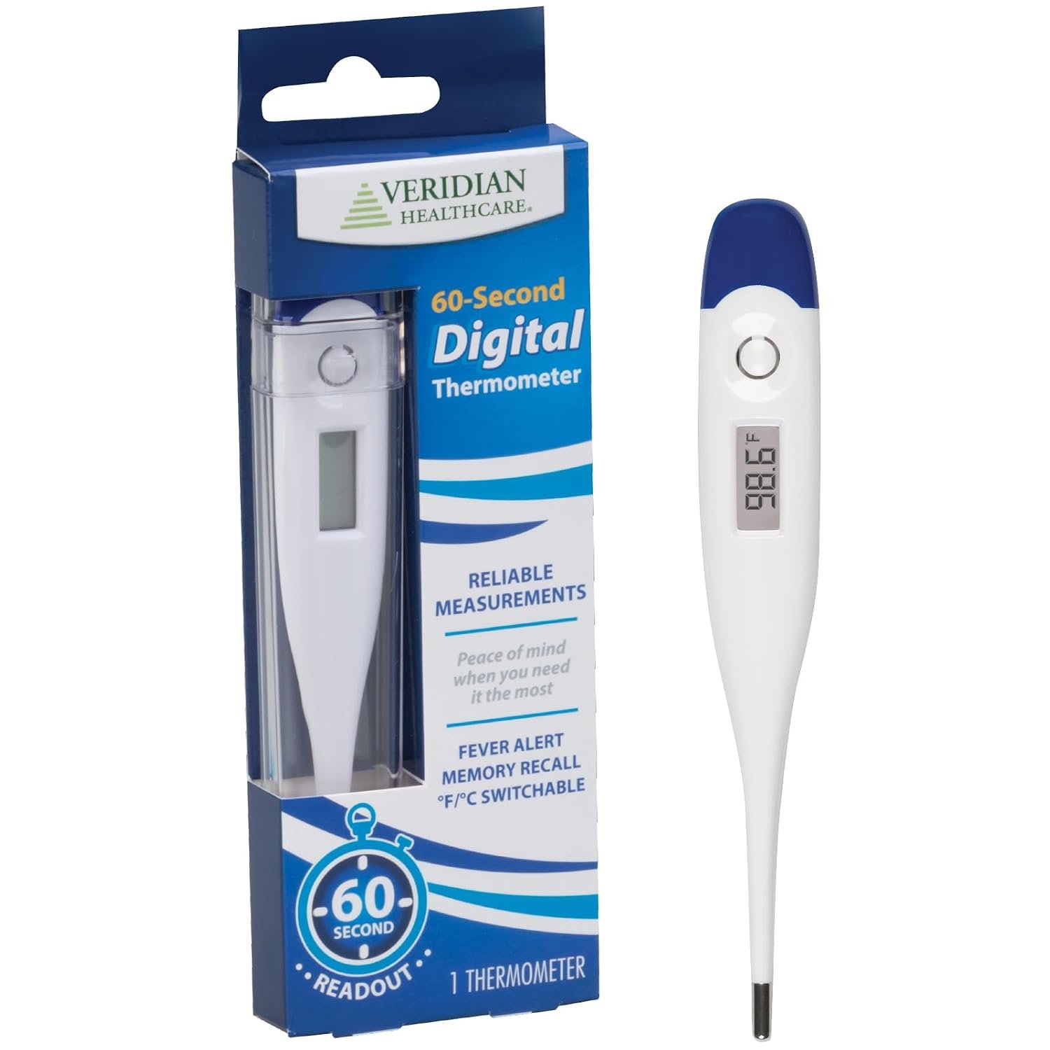 Veridian 60-Second Digital Thermometer with Rigid Tip