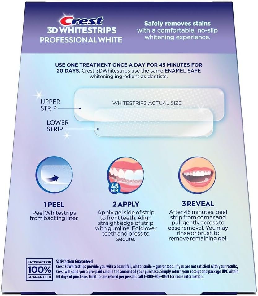 Crest 3D No Slip Whitestrips Professional Effects Teeth Whitening Kit 20 ea