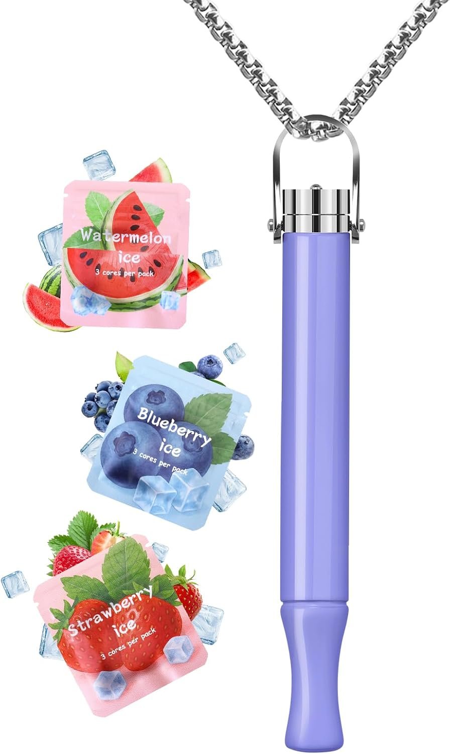ASTOFLI Anti Smoking Breathing Necklace – Adjustable Quit Anxiety Necklaces for Women Stop Smoking Breathe Free with Filter Flavored Breathing Necklace with Resistance Smokeless Fidget Relief Whistle