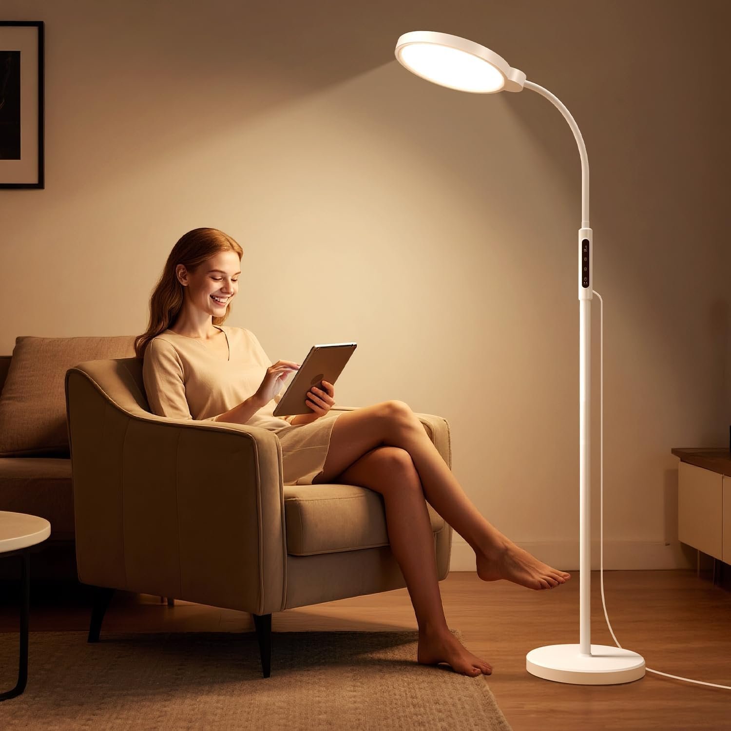 Happy Light Therapy Lamp,11000 Lux Sun Light Lamp with Touch Remote Control