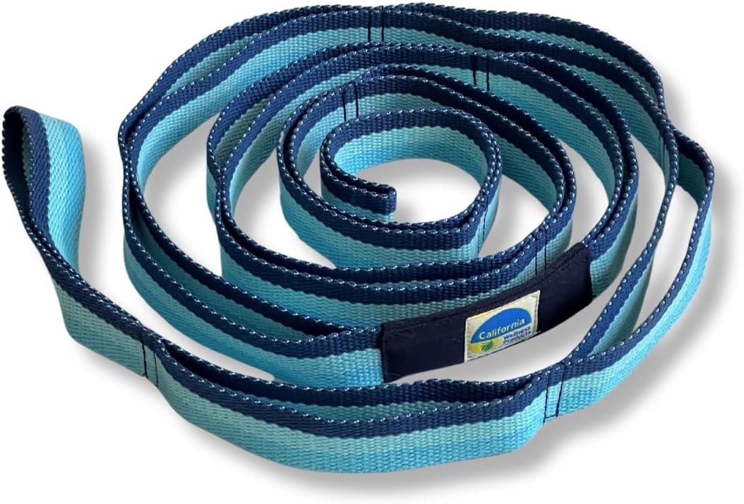 California Yoga Strap | Yoga Belt with Loops | 12 Multi Loop & Non-Elastic | Stretching Strap | Gym Workout & Exercise Bands | Physical Therapy | Improves Sitting Posture for Women & Men