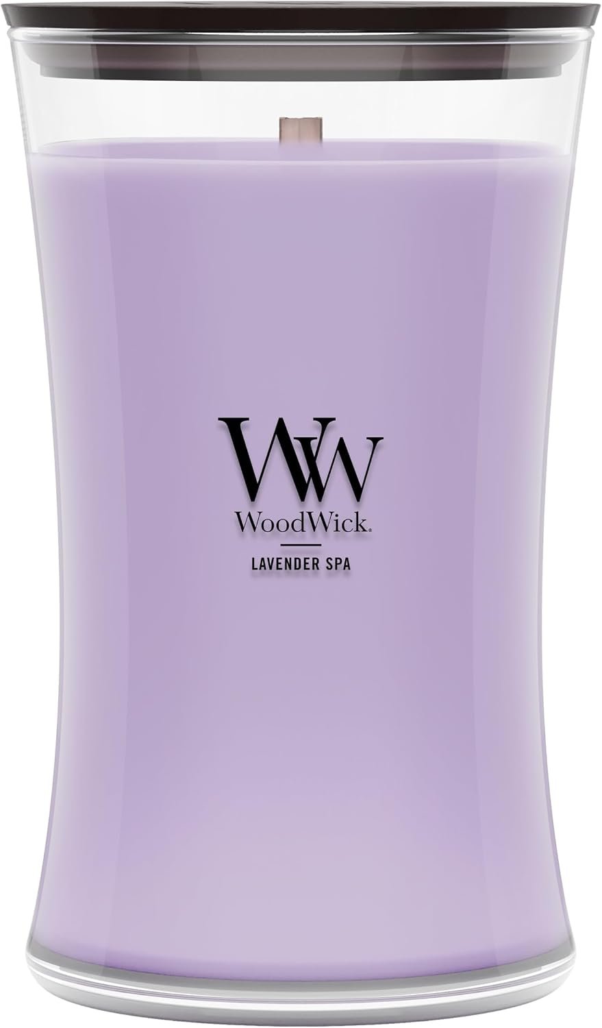 WoodWick Lavender Spa Scented Candle, Crackling Wick, 21.5oz
