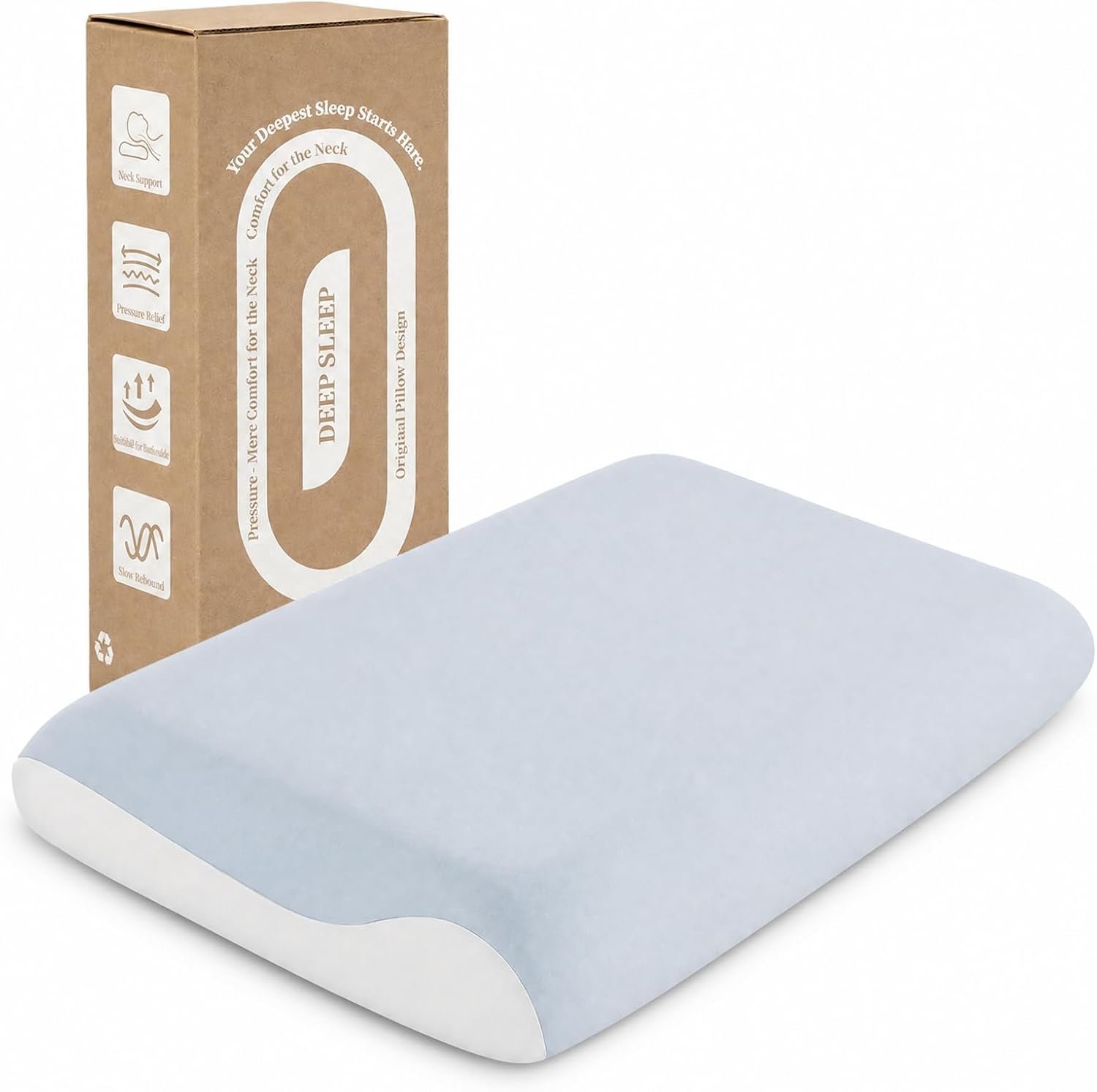 Memory Foam Pillow, Cooling Cover, Ergonomic Neck Support, Queen Loft 5.1″